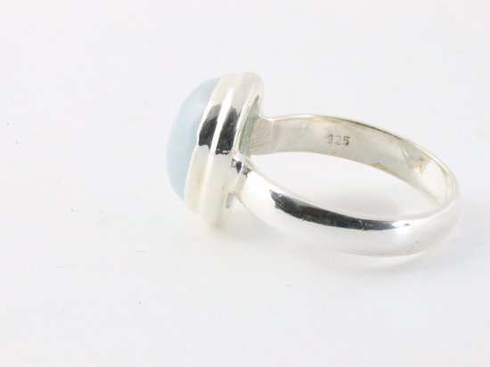 Hoogglans zilveren ring met aquamarijn afbeelding 2