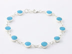 Hoogglans zilveren armband met blauwe turkoois afbeelding 1