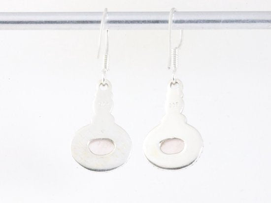 Bewerkte zilveren oorbellen met rozenkwarts afbeelding 3