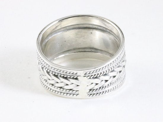 Brede zilveren ring met kabelpatronen - maat 22 afbeelding 3