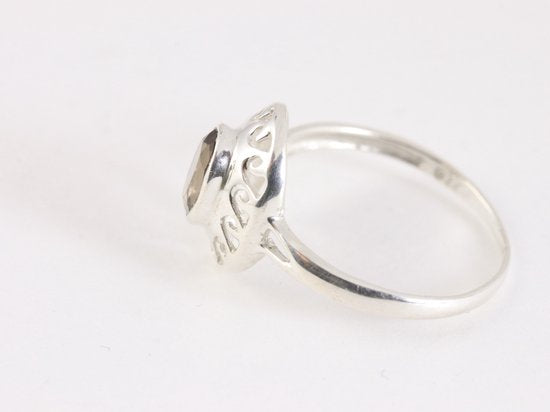 Fijne opengewerkte zilveren ring met rookkwarts afbeelding 2