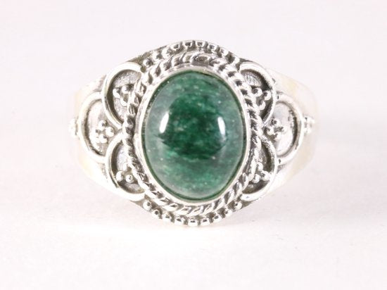 Bewerkte zilveren ring met jade afbeelding 4