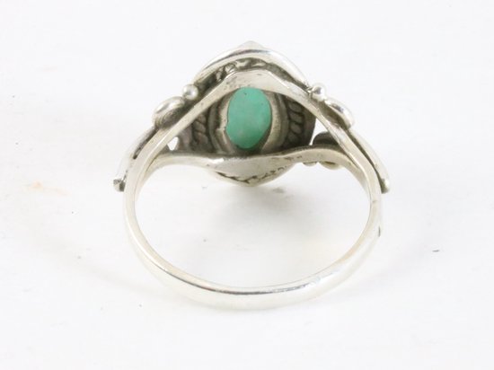 Fijne bewerkte zilveren ring met groene amazoniet afbeelding 3