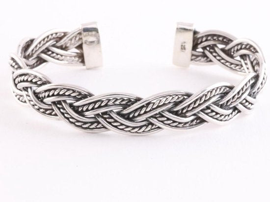 Gevlochten zilveren klemarmband afbeelding 1