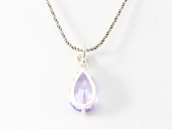 Zilveren hanger met amethist en marcasiet aan ketting afbeelding 3