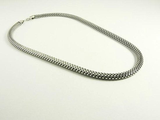Brede gevlochten zilveren ketting - 56 cm. afbeelding 5