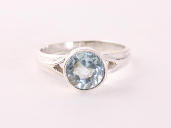 Zilveren ring met blauwe topaas afbeelding 4