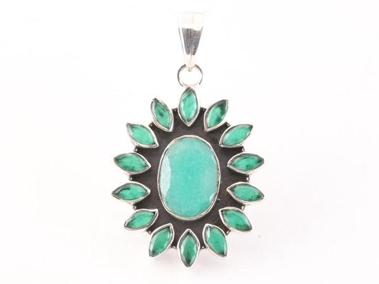 Zilveren hanger met smaragd afbeelding 1