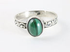 Fijne bewerkte zilveren ring met malachiet afbeelding 4