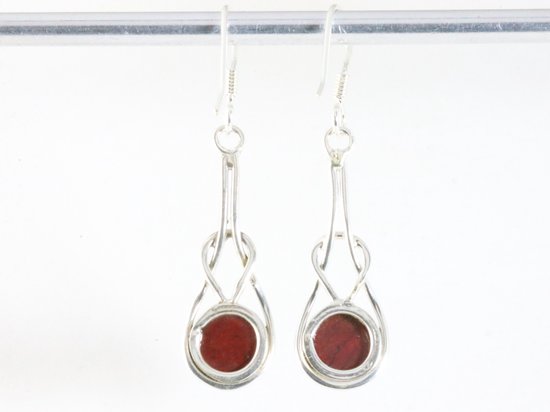 Zilveren oorbellen met rode jaspis afbeelding 3