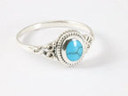 Fijne bewerkte zilveren ring met blauwe turkoois afbeelding 1