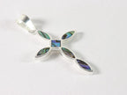 Zilveren kruishanger met abalone schelp afbeelding 2