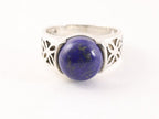 Opengewerkte zilveren ring met lapis lazuli afbeelding 4