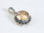 Ronde zilveren hanger met citrien en marcasiet afbeelding 2