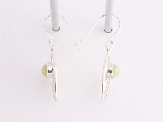 Fijne opengewerkte zilveren oorbellen met prehniet afbeelding 5