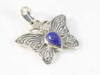 Bewerkte zilveren vlinder hanger met lapis lazuli afbeelding 2