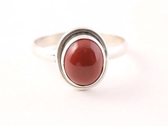 Fijne zilveren ring met rode jaspis afbeelding 4