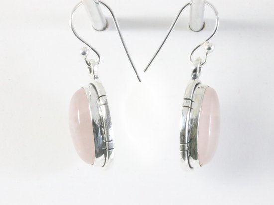 Zilveren oorbellen met rozenkwarts afbeelding 2