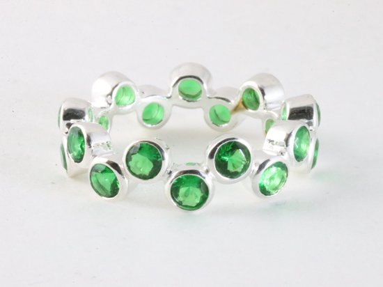 Zware zilveren ring met groene saffier afbeelding 1