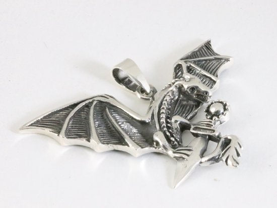 Grote zilveren draak hanger afbeelding 2