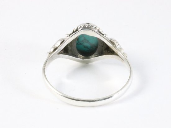 Bewerkte zilveren ring met turkoois afbeelding 3