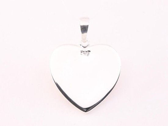 Hartvormige zilveren hanger met blauwe schelp afbeelding 3