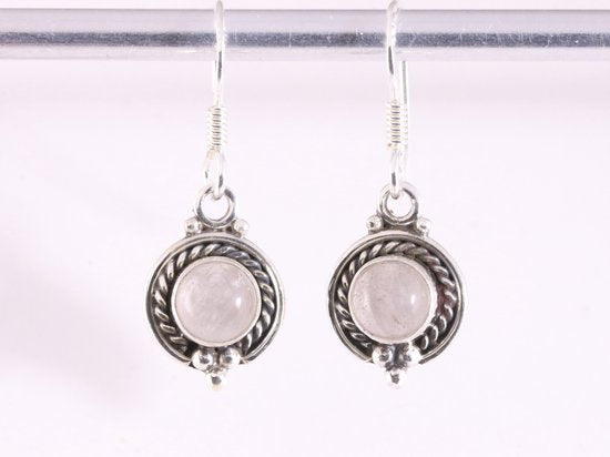 Fijne bewerkte zilveren oorbellen met rozenkwarts afbeelding 4