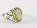 Bewerkte zilveren herenring met lemonkwarts afbeelding 1