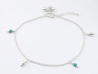 Fijne zilveren enkelband met turkoois kralen afbeelding 1