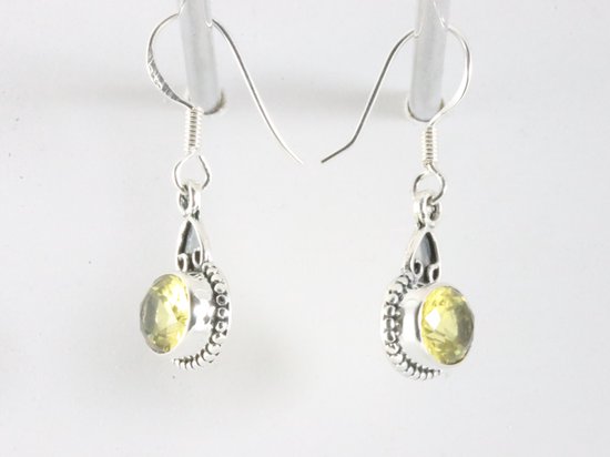 Fijne bewerkte zilveren oorbellen met citrien afbeelding 2