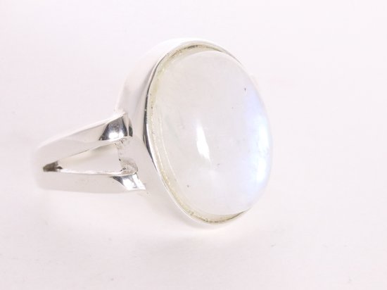 Zware zilveren ring met regenboog maansteen afbeelding 1