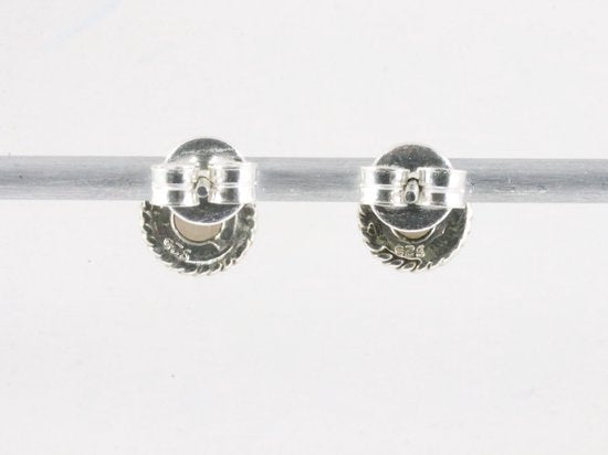 Fijne bewerkte ronde zilveren oorstekers met rookkwarts afbeelding 3