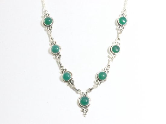 Bewerkte zilveren ketting met groene aventurijn afbeelding 3