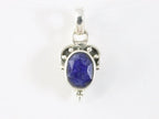Fijne bewerkte zilveren hanger met blauwe saffier afbeelding 3