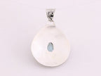 Bewerkte zilveren hanger met blauwe topaas afbeelding 3