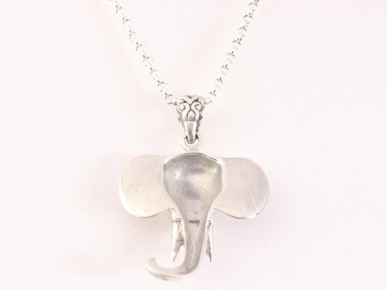 Traditionele zilveren olifant hanger met 18k gouden decoratie aan ketting afbeelding 3