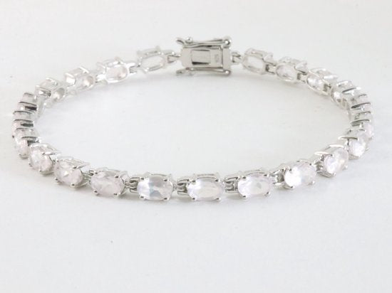 Zilveren tennisarmband met rozenkwarts afbeelding 1