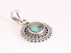 Fijne bewerkte ronde zilveren hanger met abalone schelp afbeelding 2