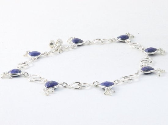 Zilveren enkelband met lapis lazuli en fijne parels afbeelding 2
