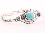 Traditionele bewerkte zilveren armband met turkoois afbeelding 4