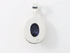 Fijne bewerkte ovale zilveren hanger met blauwe saffier afbeelding 3