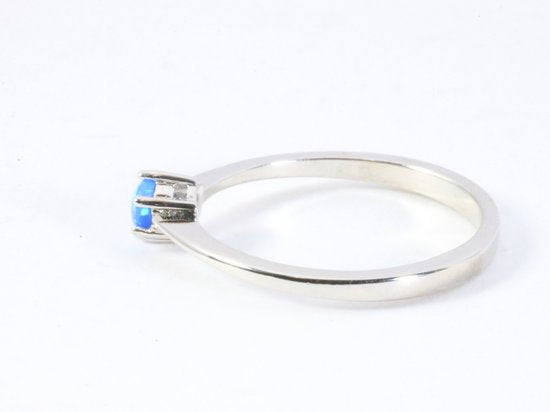 Fijne hoogglans zilveren ring met Australische opaal afbeelding 2