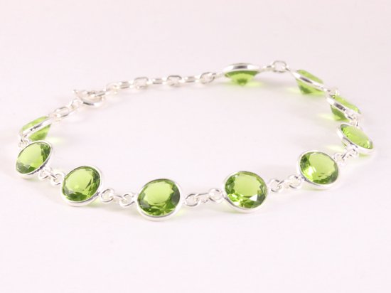 Fijne zilveren armband met peridoot afbeelding 2