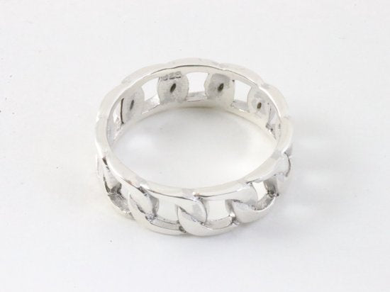 Zilveren ring met gourmet schakels afbeelding 2
