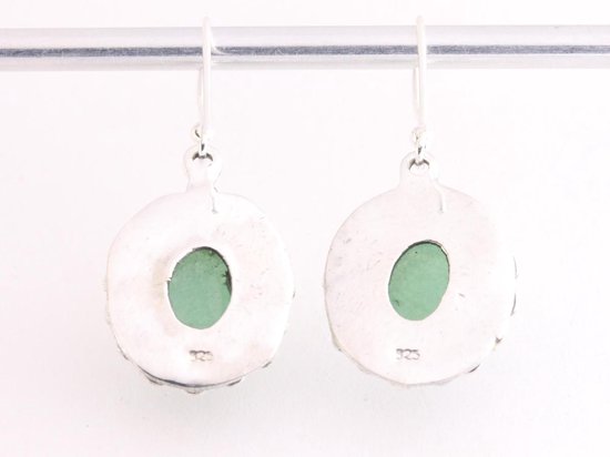 Bewerkte zilveren oorbellen met jade afbeelding 3