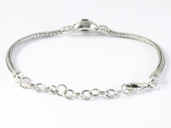 Traditionele zilveren snake armband met groene toermalijn afbeelding 3