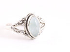 Fijne bewerkte zilveren ring met aquamarijn afbeelding 1