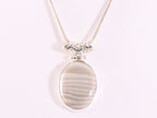 Ovale zilveren hanger met flint agaat aan zware snake ketting afbeelding 5