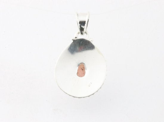 Bewerkte druppelvormige zilveren hanger met roze opaal afbeelding 3