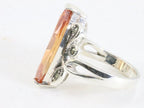 Zware zilveren ring met champagne kwarts en marcasiet afbeelding 2